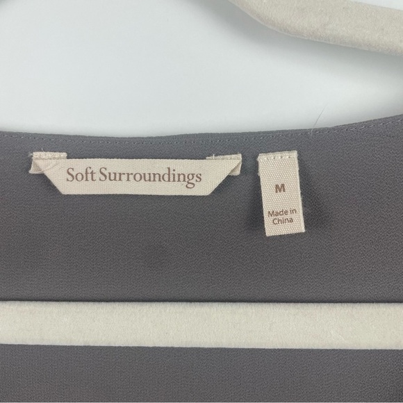 Soft Surroundings Mayfair Tunic Roll Tab Sleeve Sheer Asymmetric Hem Gray M - Picture 11 of 13